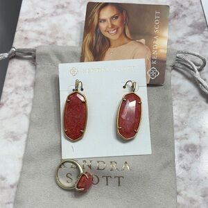 Kendra Scott Red and Gold Statement Earrings